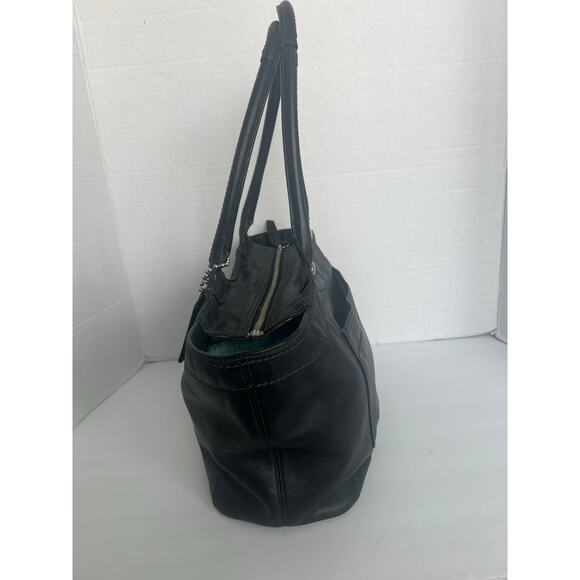 Coach Black Leather Bleecker Legacy Zip Closure Shoulder Handbag Tote Purse - Picture 2 of 11